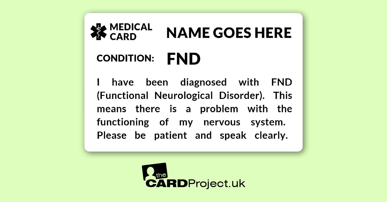 FND Awareness Mono Medical ID Alert Card 